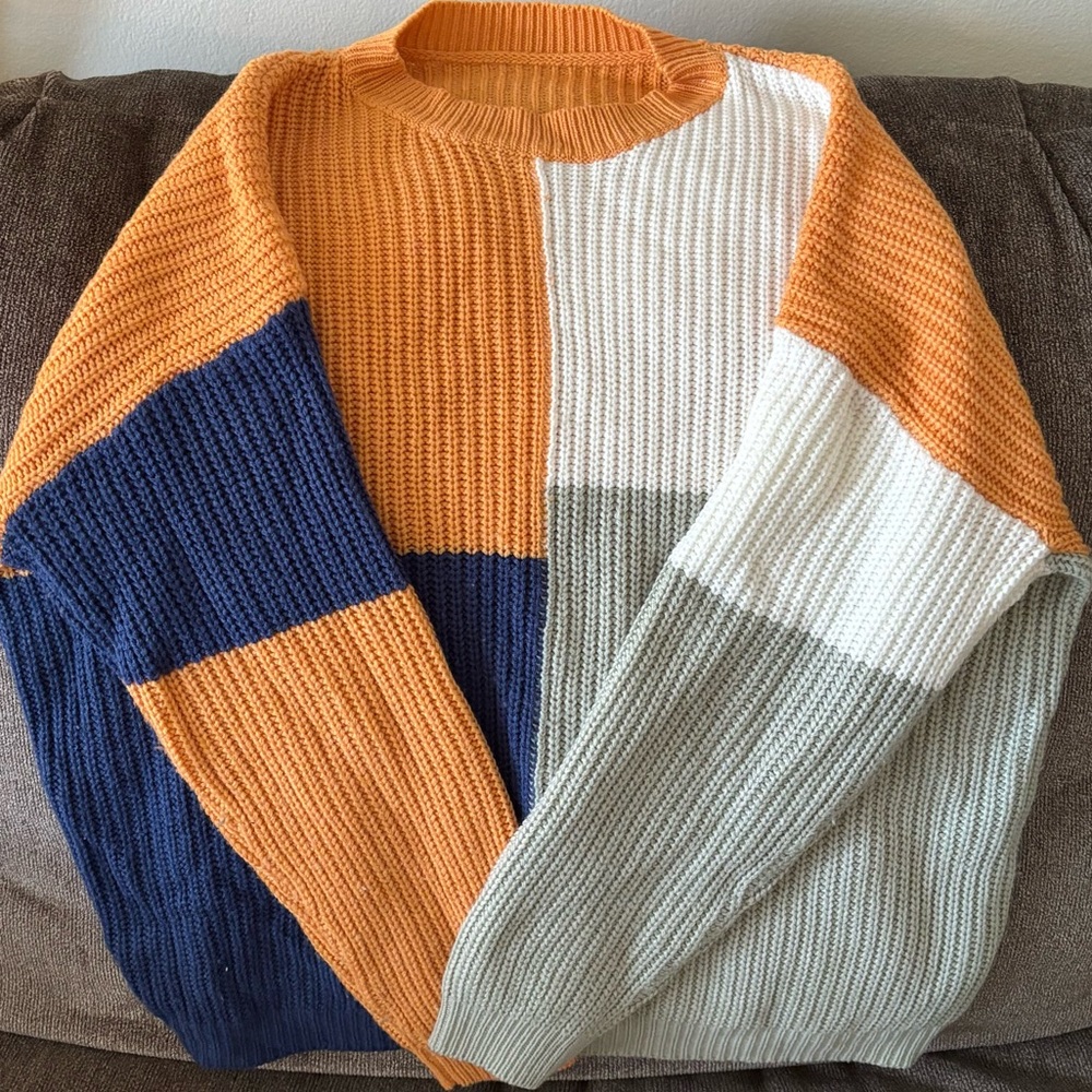 Chunky Colorblock Oversized Sweater ✨”